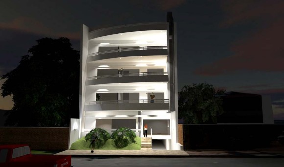Edificio de Departamentos LUMA vista nocturna
