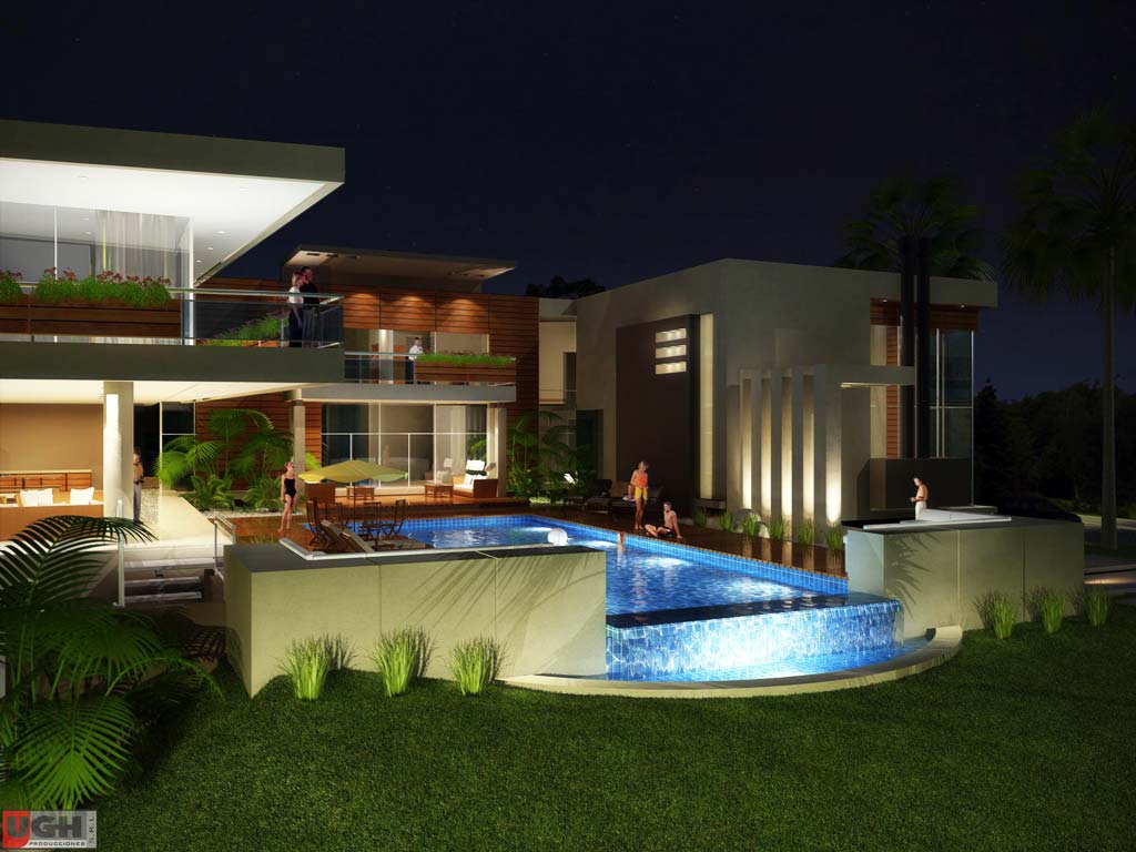 Residencia diseño de patio jardín con piscina